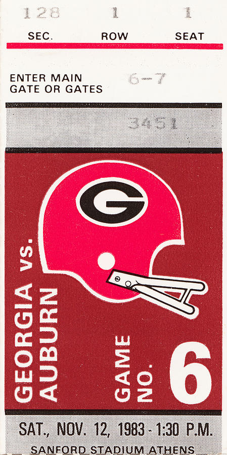 1983 Georgia vs. Auburn Drawing by Row One Brand