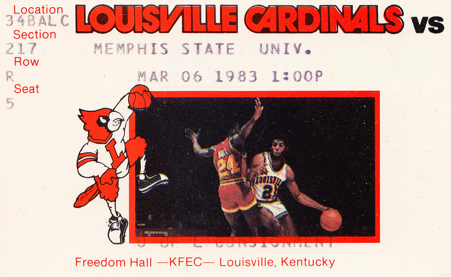 1983 Louisville Cardinals Ticket Mixed Media by Row One Brand