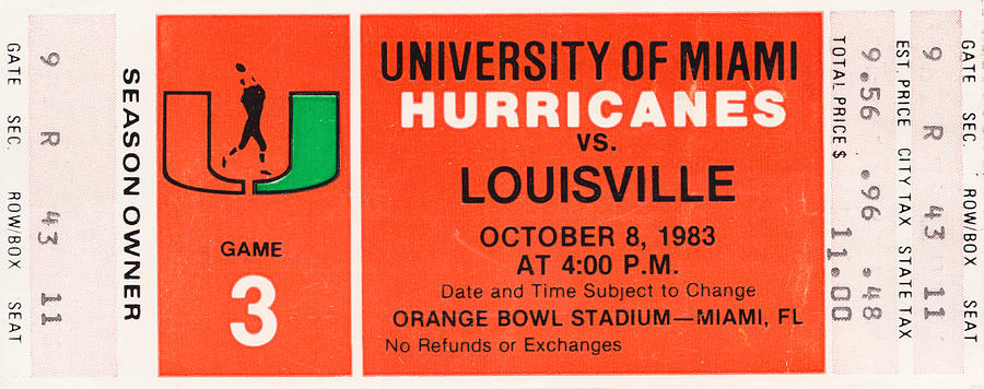 1983 Miami vs. Louisville Mixed Media by Row One Brand