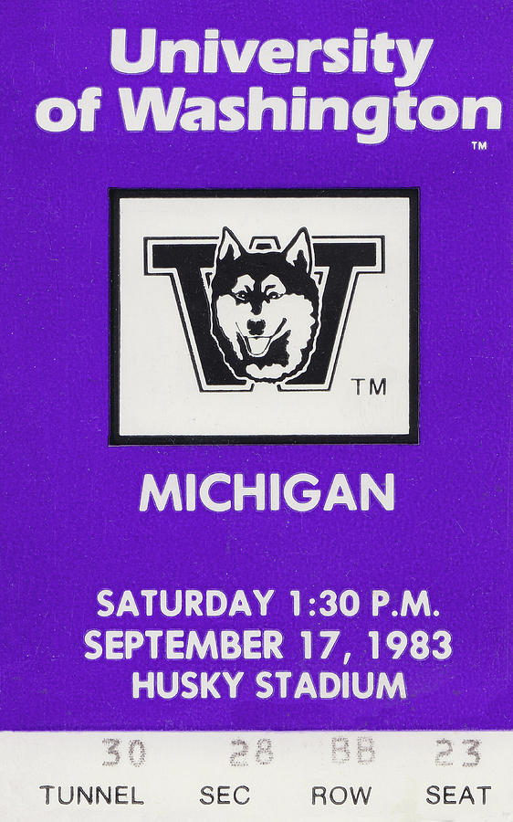 1983 Michigan vs. Washington Football Ticket Art Mixed Media by Row One Brand
