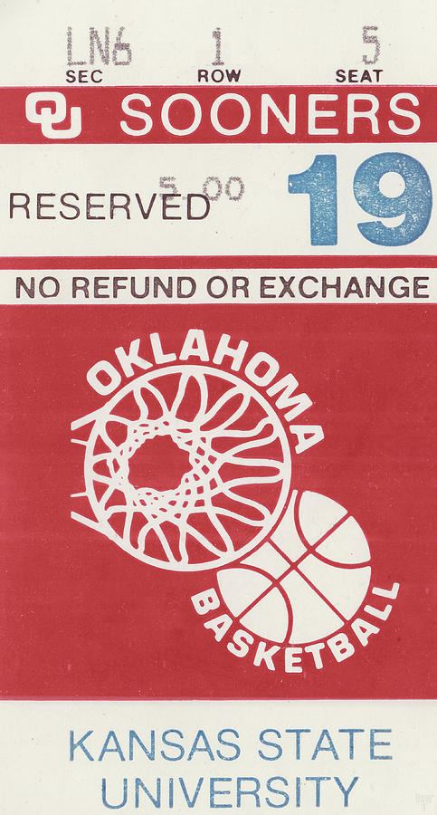 1983 Oklahoma Basketball Ticket Art Mixed Media by Row One Brand