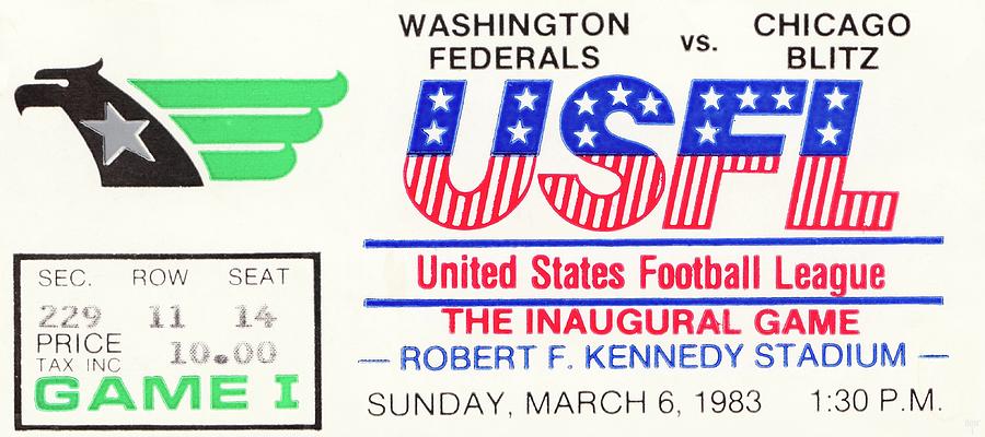 1983 USFL First Game Ticket Stub Mixed Media by Row One Brand