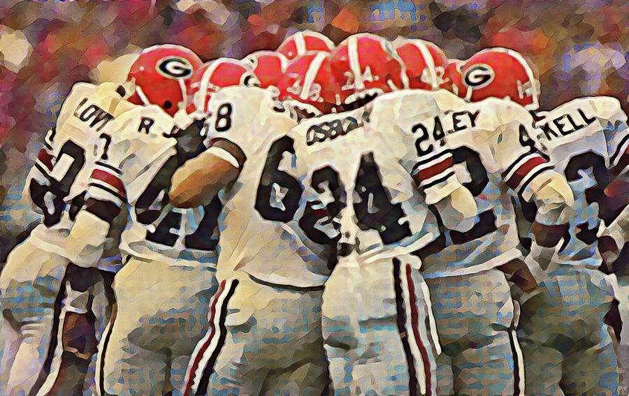 1984 Georgia Football Oil Painting Mixed Media by Row One Brand