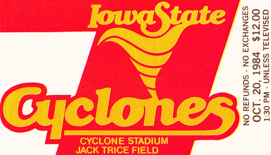 Iowa Mixed Media - 1984 Iowa State Football Ticket Stub Art by Row One Brand