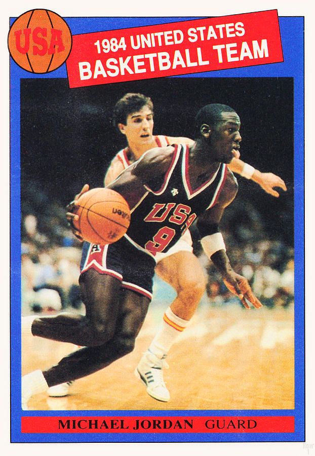 1984 Michael Jordan United States Basketball Art Mixed Media by Row One Brand