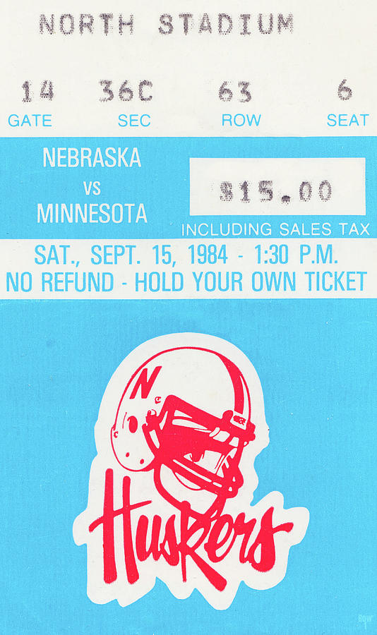1984 Minnesota vs. Nebraska Football Ticket Art Mixed Media by Row One Brand