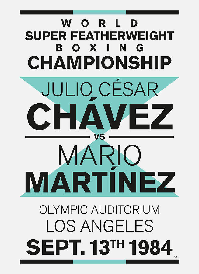 1984 MY Chavez vs Martinez Minimal Typography Boxing Poster Digital Art by Chungkong Art