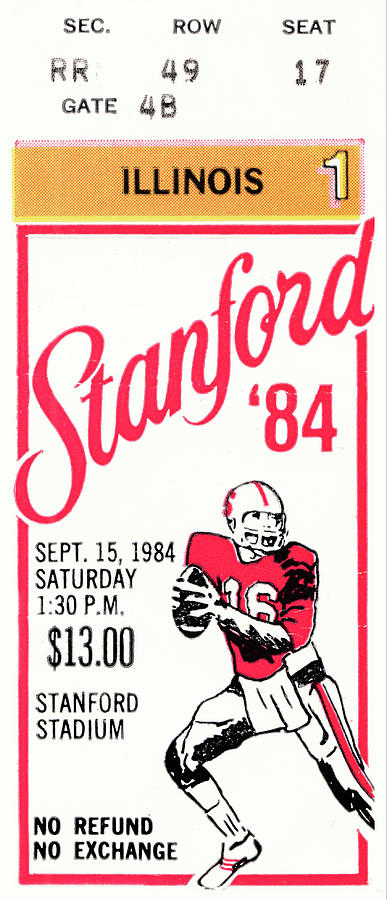 1984 Stanford vs. Illinois Football Ticket Art Mixed Media by Row One Brand