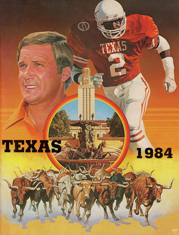 1984 Texas Longhorns Art Mixed Media by Row One Brand