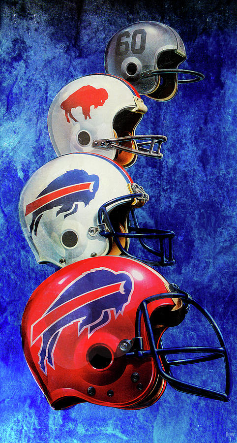 1985 Buffalo Bills Helmet Art Mixed Media by Row One Brand