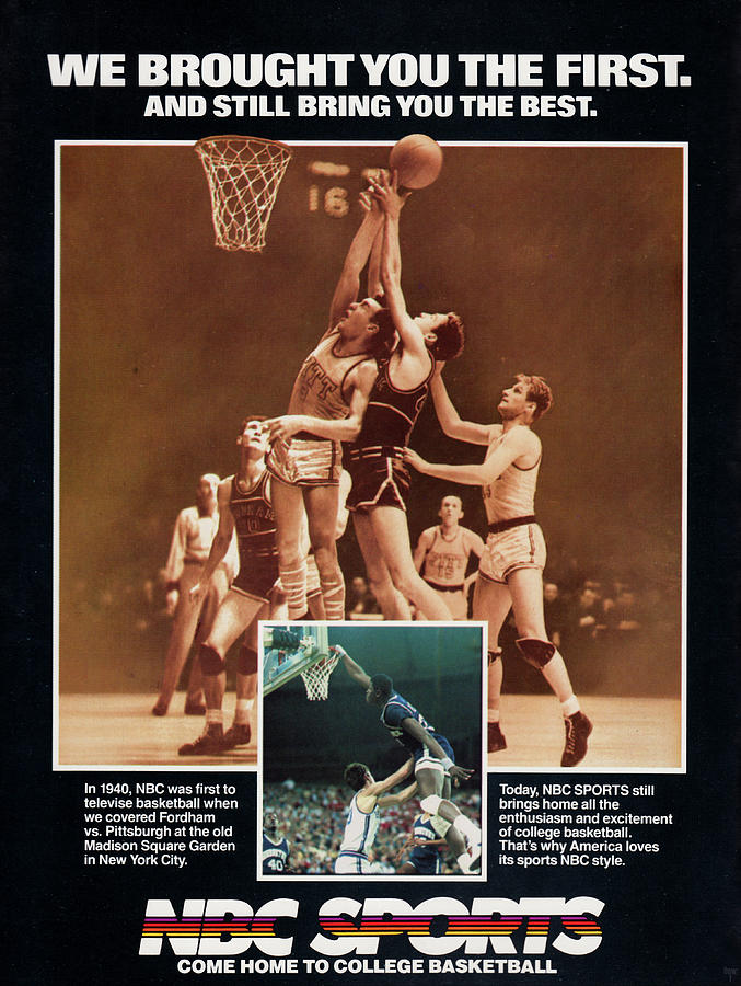 1985 NBC Sports College Basketball Ad Mixed Media by Row One Brand