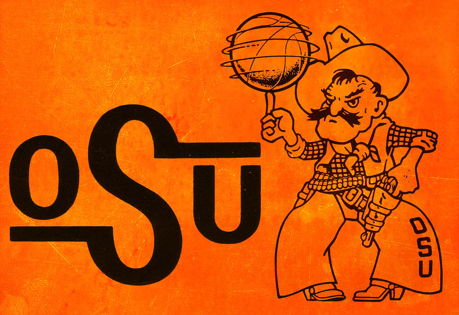 1985 OSU Oklahoma State Cowboys Basketball Art Mixed Media by Row One Brand