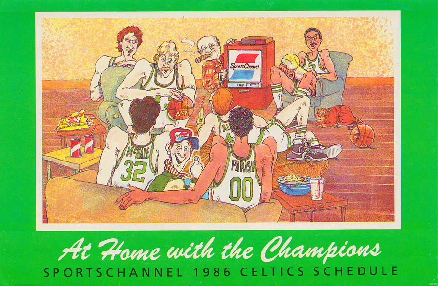Larry Bird Mixed Media - 1986 Boston Celtics Schedule by Row One Brand