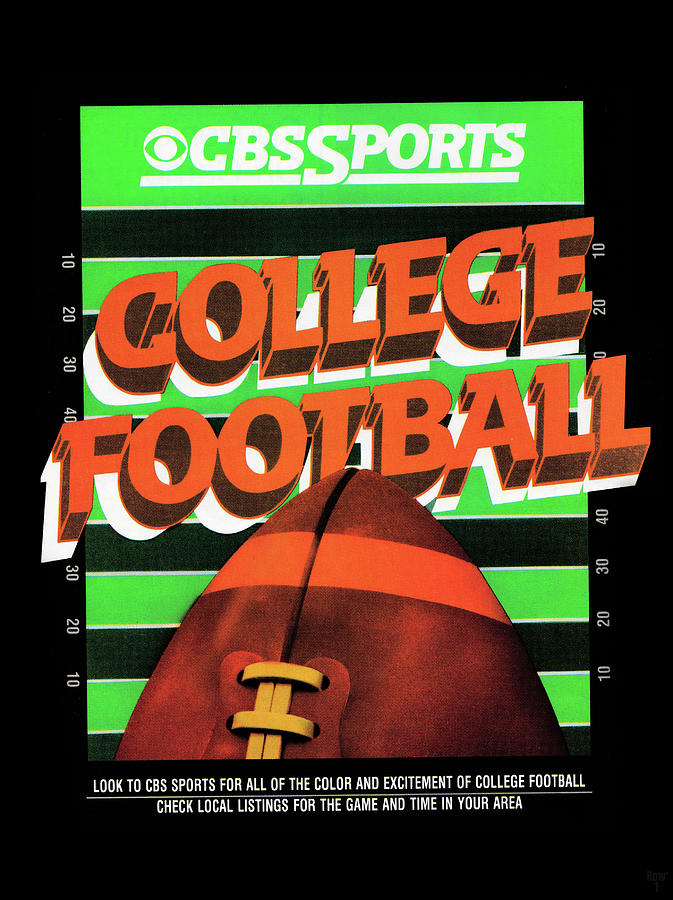 1986 CBS College Football Advertisement Art Mixed Media by Row One Brand