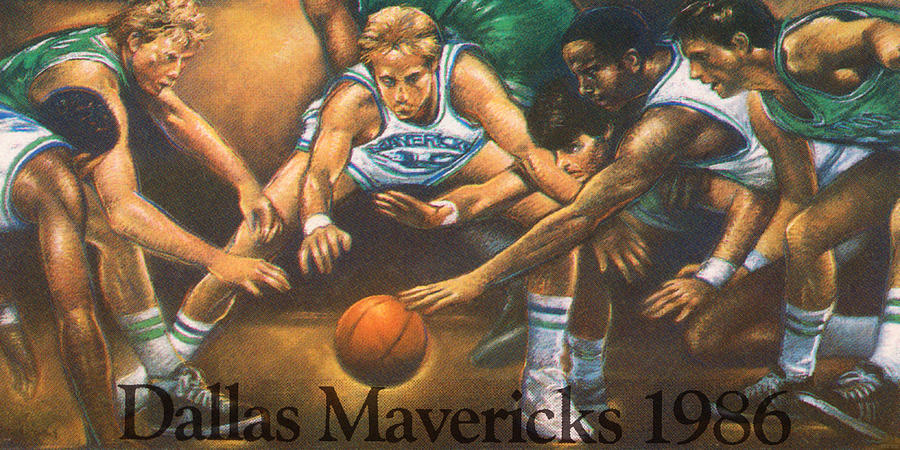 1986 Dallas Mavericks Art Mixed Media by Row One Brand