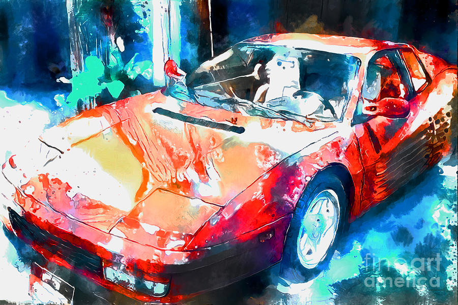 1986 Ferrari Testarossa in Watercolor Style 20210727 Photograph by Wingsdomain Art and Photography
