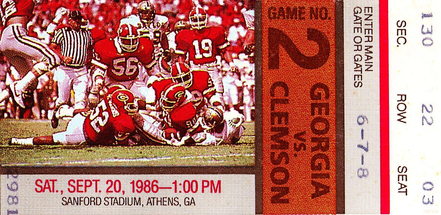 1986 Georgia vs. Clemson Drawing by Row One Brand