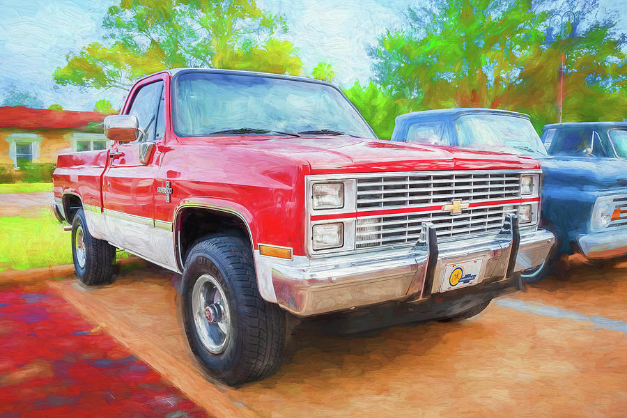 1986 Red Chevrolet C10 Silverado Pick Up Truck X101 Photograph by Rich Franco