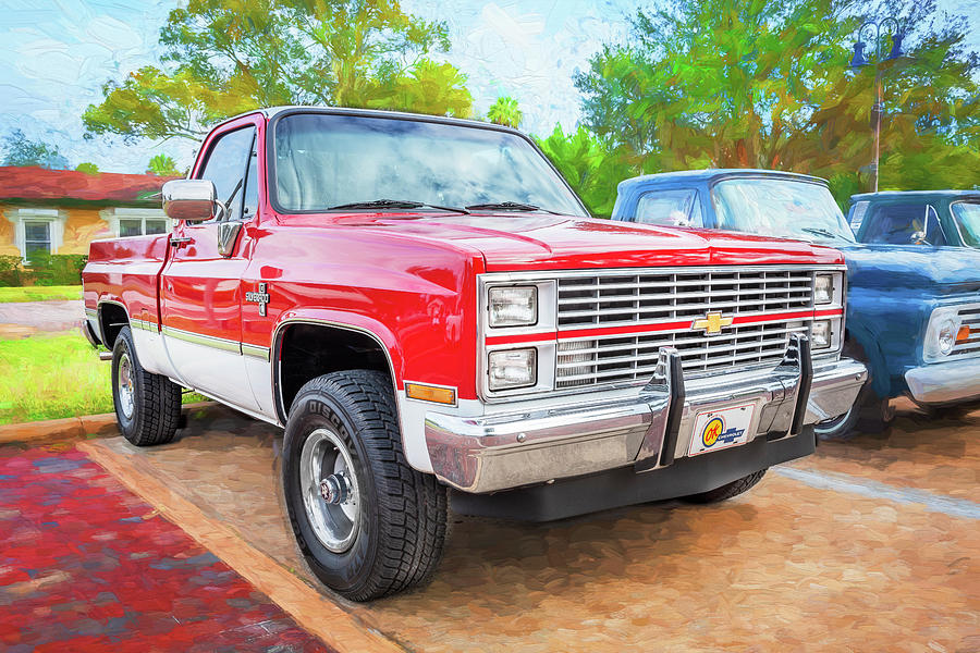 1986 Red Chevrolet C10 Silverado Pick Up Truck X103 Photograph by Rich Franco