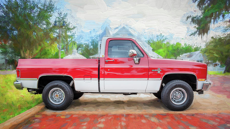 1986 Red Chevrolet C10 Silverado Pick Up Truck X105 Photograph by Rich Franco