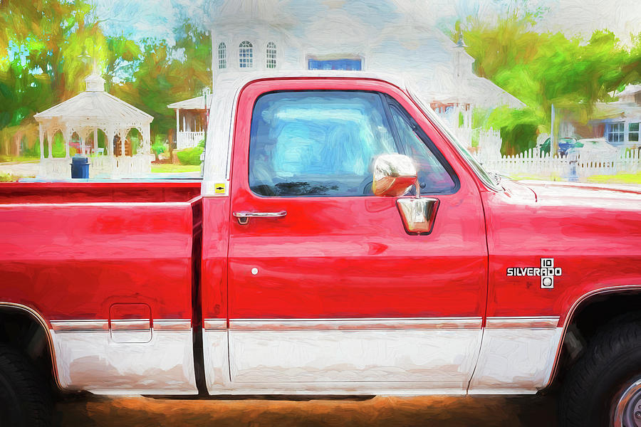 1986 Red Chevrolet C10 Silverado Pick Up Truck X110 Photograph by Rich Franco