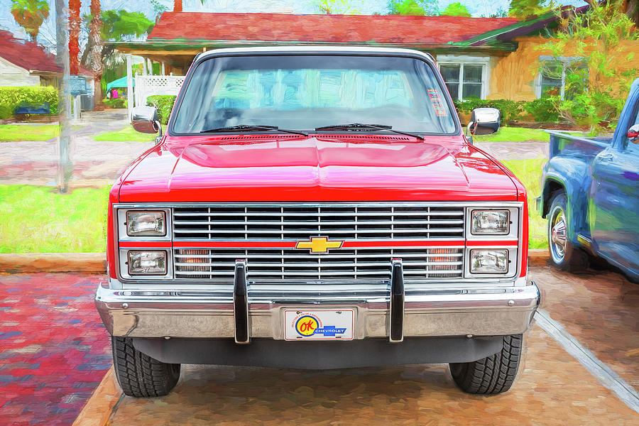 1986 Red Chevrolet C10 Silverado Pick Up Truck X117 Photograph by Rich Franco