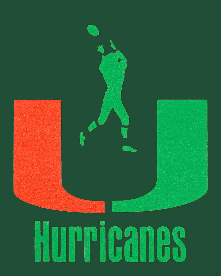 1987 Miami Hurricanes Art Drawing by Row One Brand