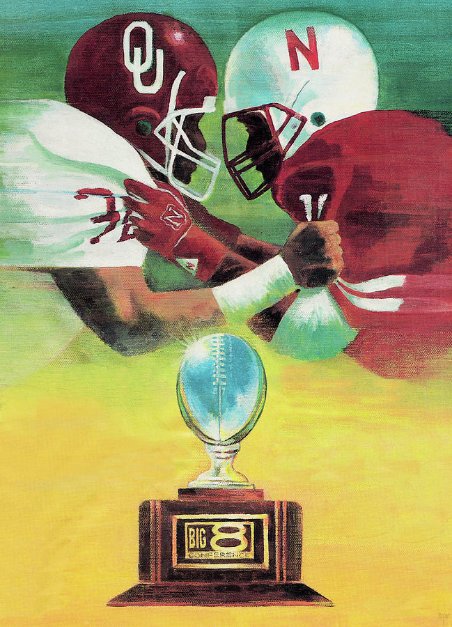 1987 Oklahoma vs. Nebraska Football Art Mixed Media by Row One Brand