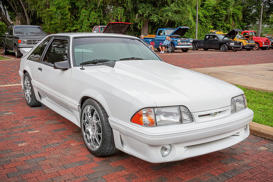 1990 White Ford GT 5 0 Mustang X103 Photograph by Rich Franco