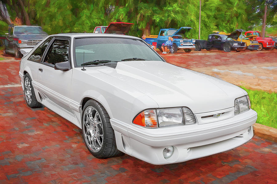 1990 White Ford GT 5 0 Mustang X106 Photograph by Rich Franco