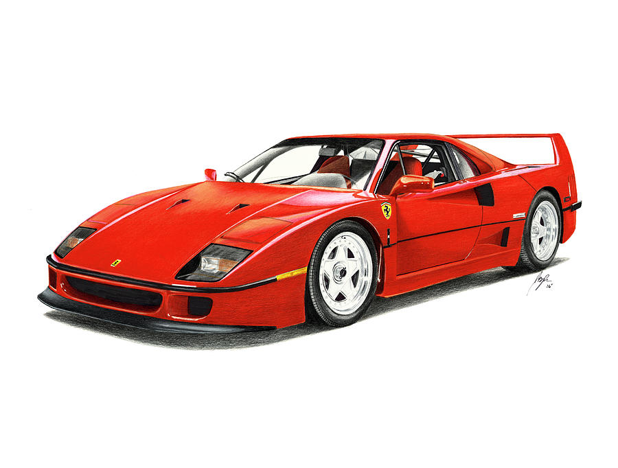 1991 Ferrari F40 Drawing by Jason Bylsma Fine Art America