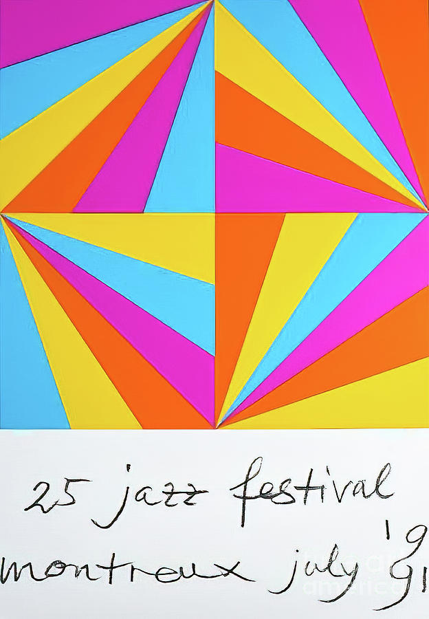 1991 Montreux Switzerland Jazz Festival Poster Drawing by M G Whittingham