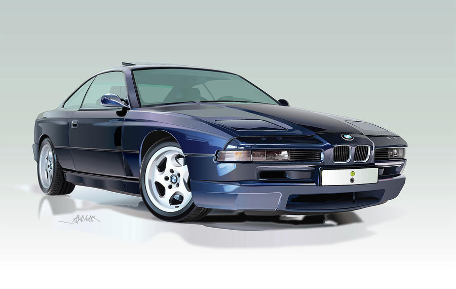  1993 BMW 850 CSi ilustración Dibujo por Alain Jamar - Pixeles