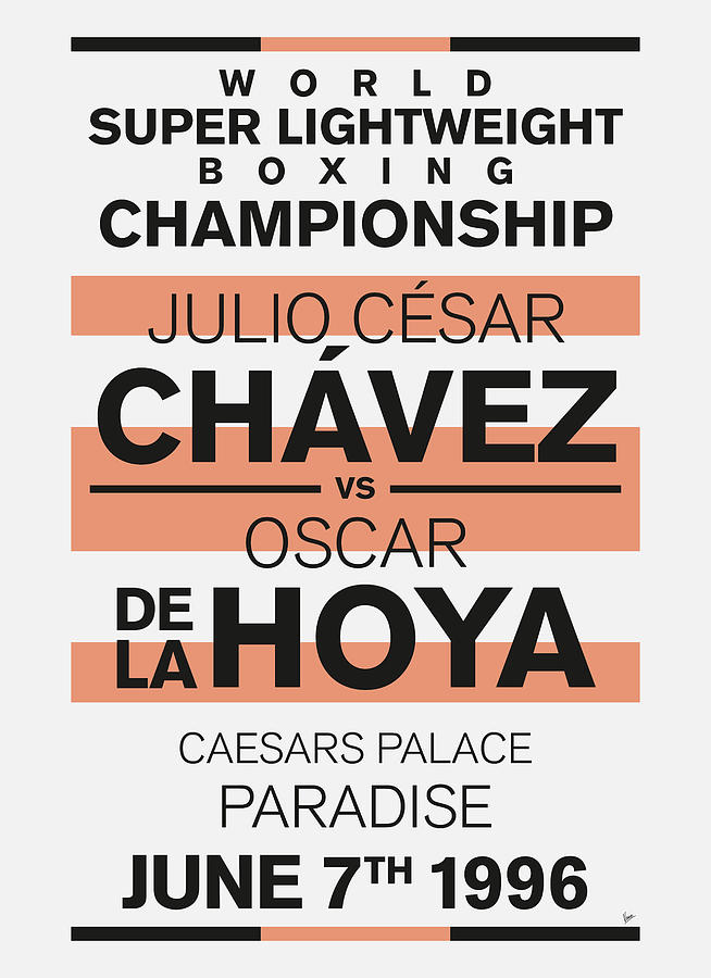 1996 MY Chavez vs DeLaHoya Minimal Typography Boxing Poster Digital Art by Chungkong Art