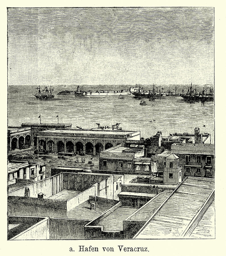 19th Century Mexico - Port of Veracruz Drawing by Duncan1890