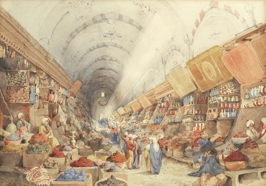19TH CENTURY SCHOOL The Grand Bazaar, Istanbul Painting by Artistic Rifki