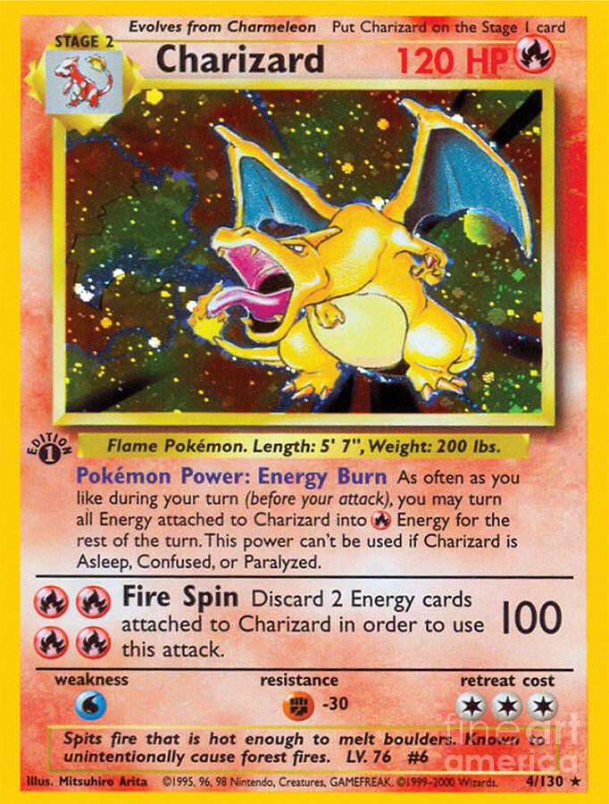 1st Edition Charizard Pokemon Card Mixed Media by Abundifind Shop ...