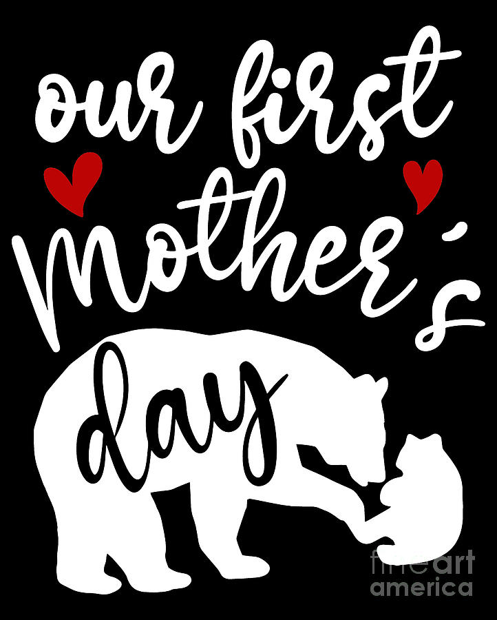 Valentines Day Drawing - 1st Mothers Day Matching Shirts, Our First Mothers Day Shirts, Mom And Baby Mothers Day Shirt Set. by Mounir Khalfouf