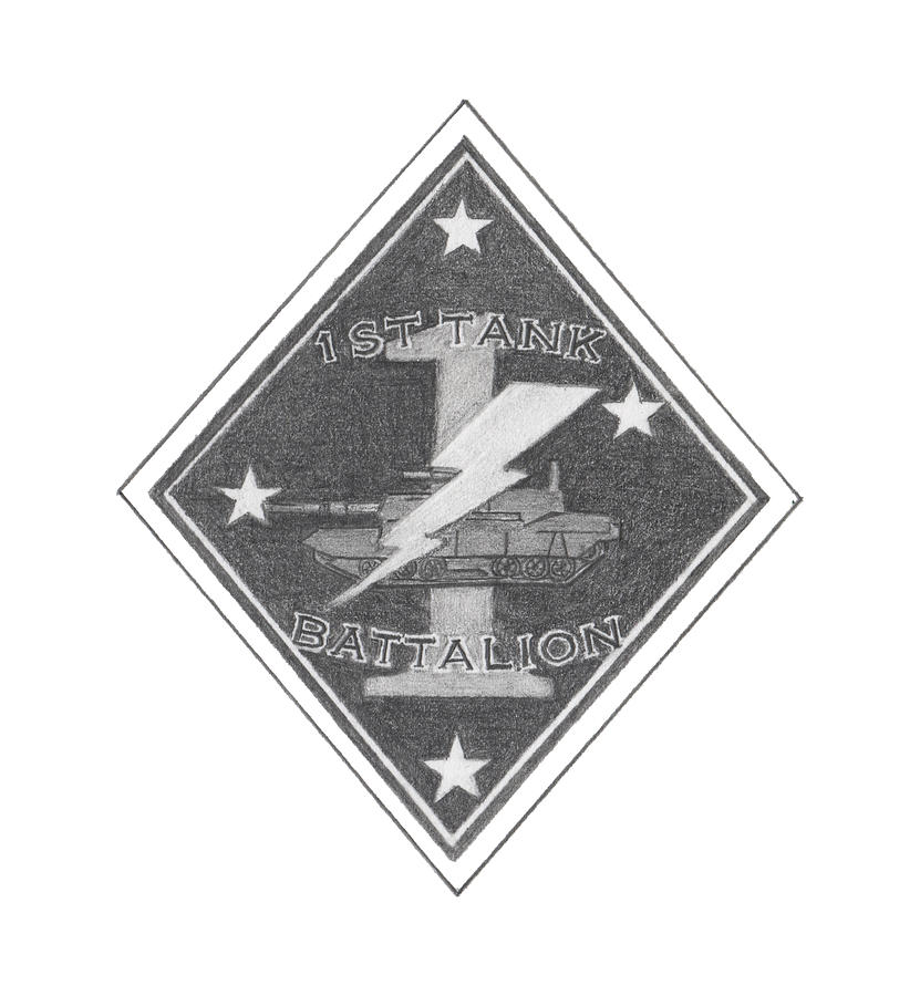 1st Tank Battalion Emblem Drawing by Betsy Hackett