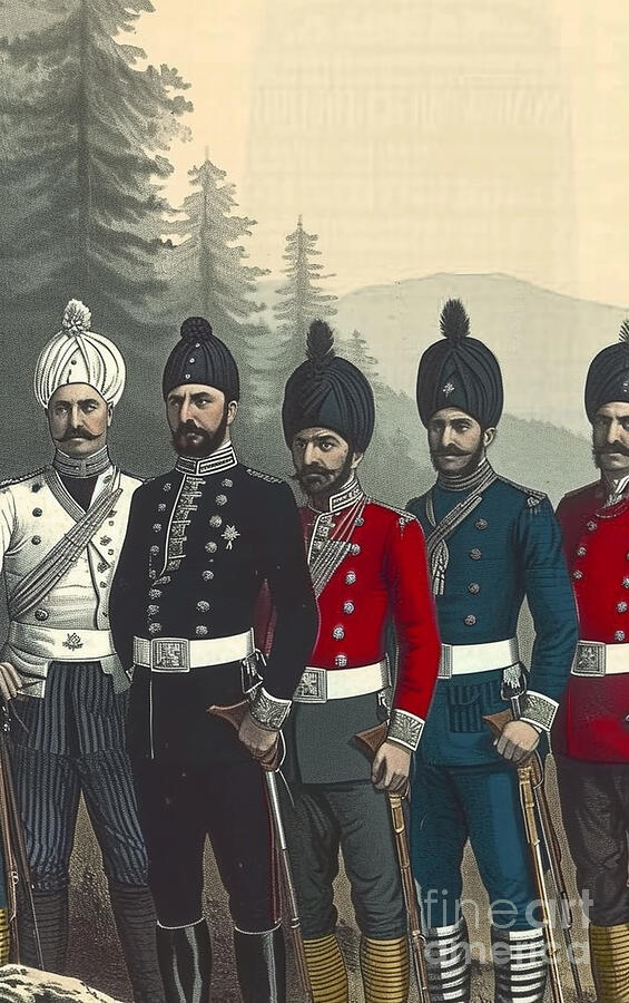Military Uniforms Painting - 1860s ottoman empire   chaos 33   ar 58   style by Asar Studios #2 by Celestial Images