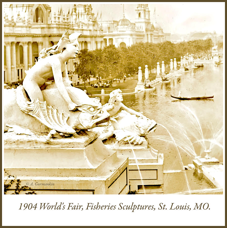 1904 Worlds Fair, Fisheries Sculptures, Vintage Photograph Photograph