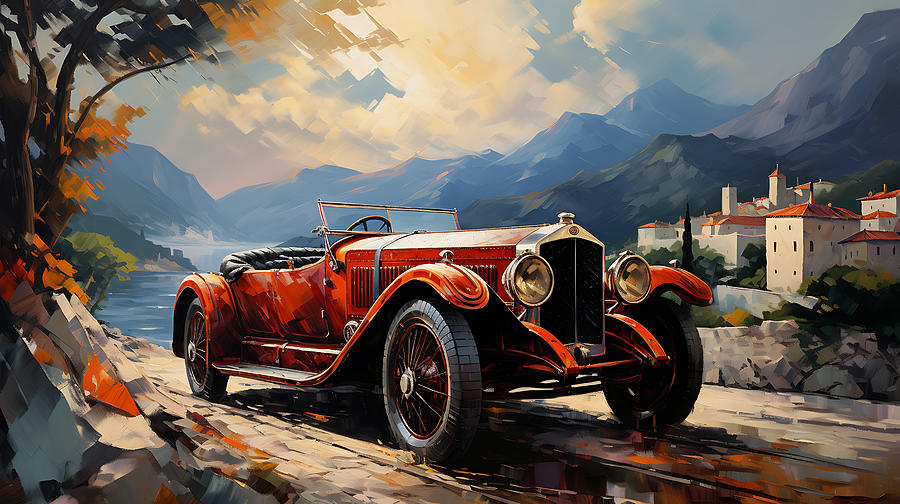Fantasy Painting - 1918 Isotta Fraschini Tipo 8 5.3L Roadster  stu by Asar Studios #2 by Celestial Images