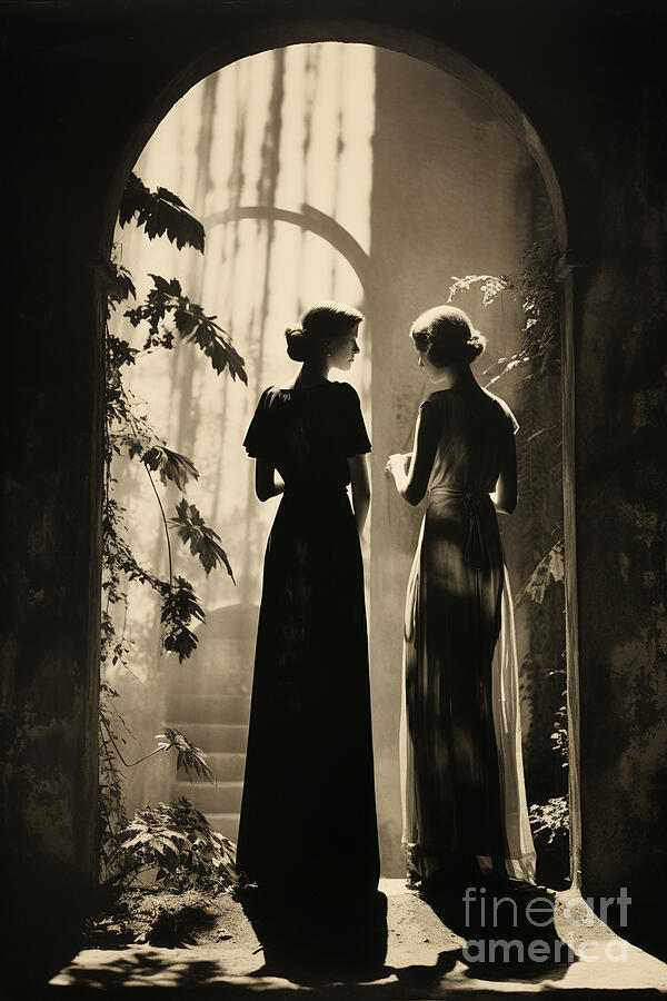 Fantasy Painting - 1930s black and white photography vintage by Asar Studios #2 by Celestial Images