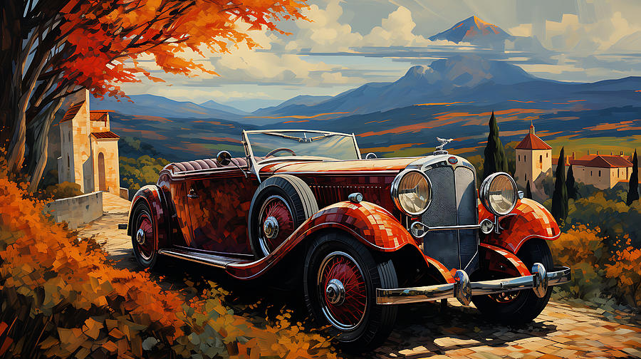 Fantasy Painting - 1932 Delage D8S Drophead Coupe  stunning Latin  by Asar Studios #2 by Celestial Images