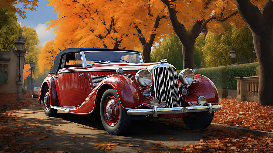 Fantasy Painting - 1939 Lagonda V12 Drophead Coupe  stunning Asian by Asar Studios #2 by Celestial Images