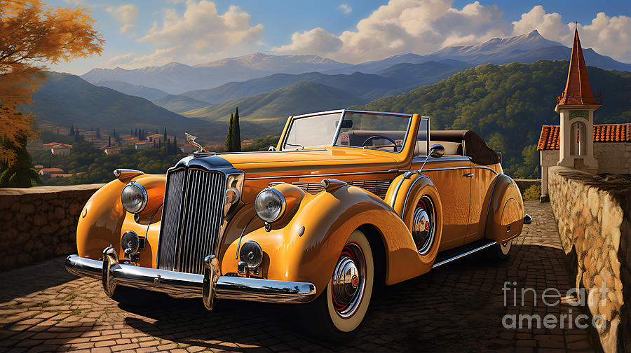 1942 Packard Twelve Convertible Victoria  by Asar Studios #2 Painting by Celestial Images