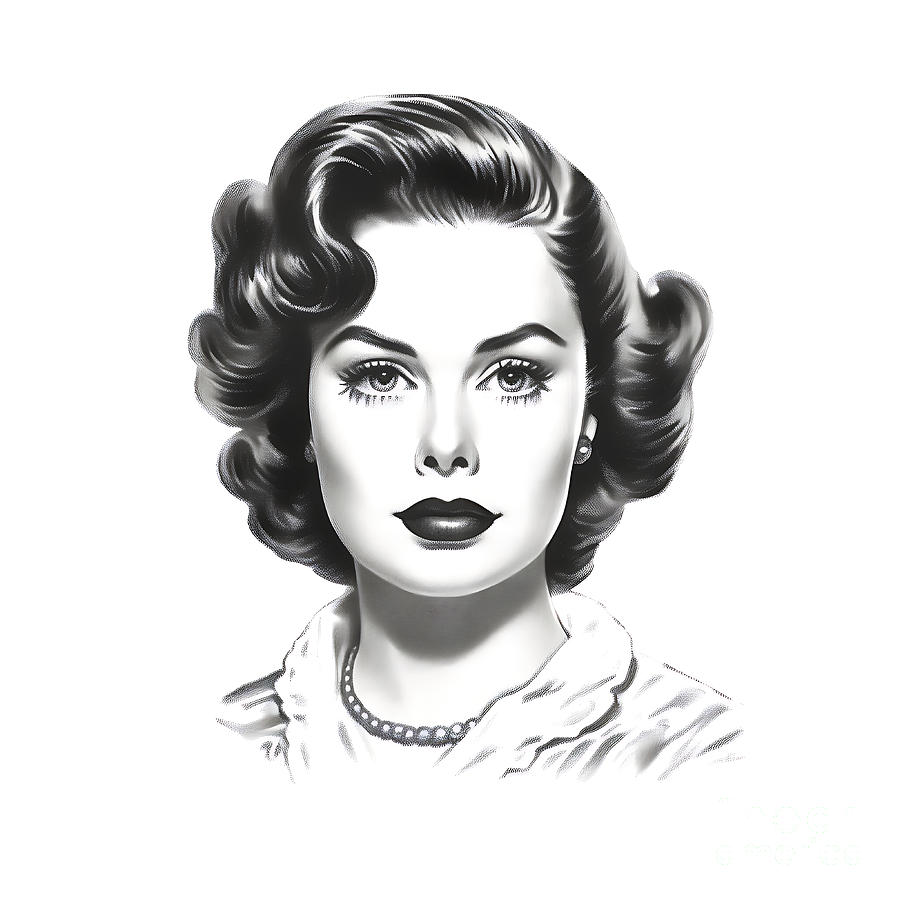 1950s lady head Realism.black and white White by Asar Studios #2 ...