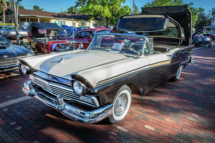 1957 BW Ford Fairlane Skyliner Convertible X103 Photograph by Rich Franco