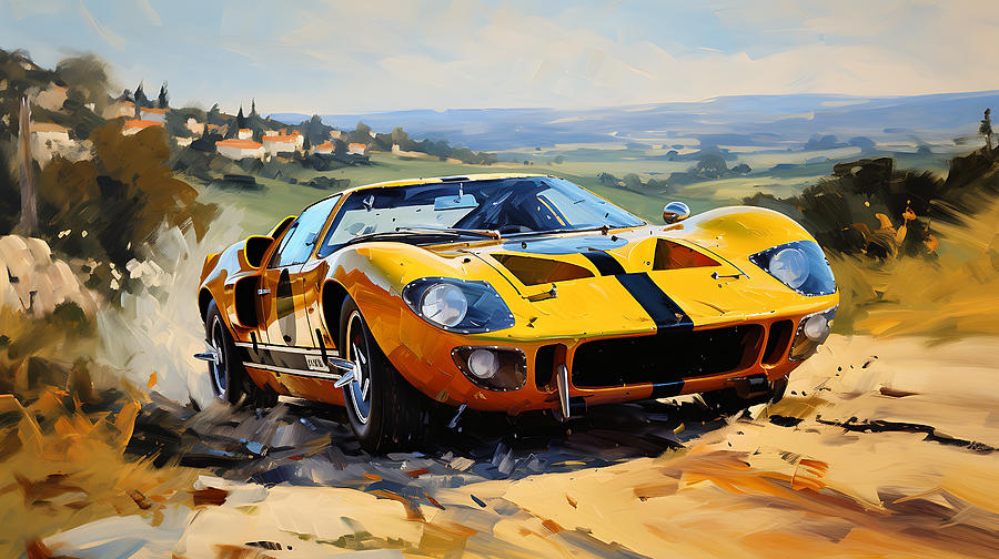 Fantasy Painting - 1964 Ford GT40 4.2L V8 sports car  stunning Lat by Asar Studios #2 by Celestial Images