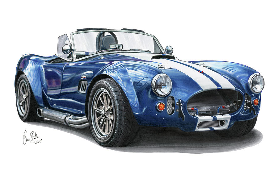 1965 AC Cobra 427 #3 Drawing by The Cartist - Clive Botha